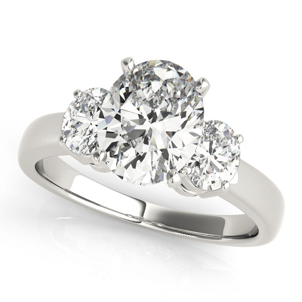 Three-Stone Oval Diamond Engagement Ring Semi-Mount, 1/2 Carat Total Weight, SI1-SI2 G-H Quality
