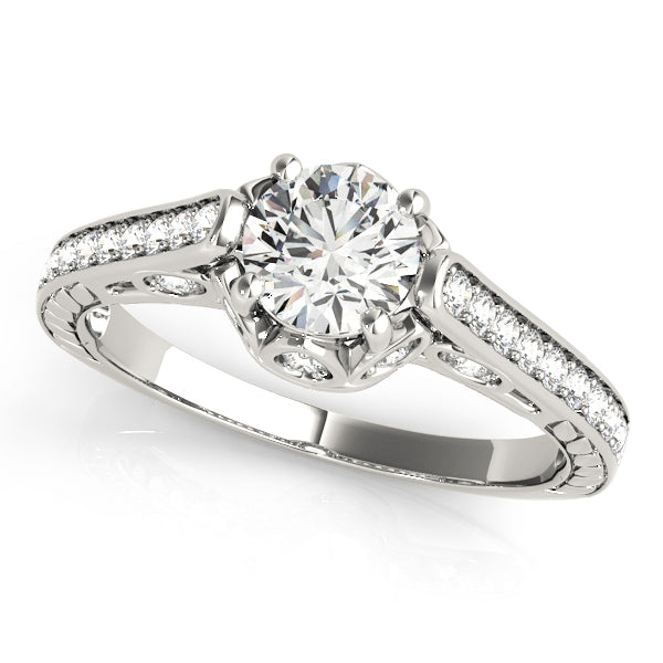 Antique-Style Engagement Ring Semi-Mount with 2.77 Carat Total Diamond Weight, G-H SI1-SI2 Quality