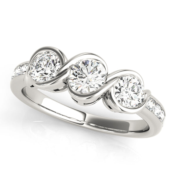 Three-Stone Round Diamond Engagement Ring Semi-Mount, 1 Carat Total Weight, SI1-SI2 G-H Quality