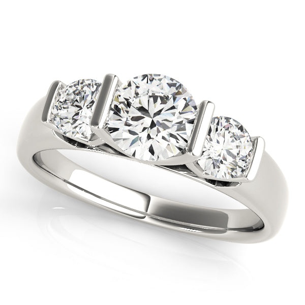 Three-Stone Round Diamond Engagement Ring Semi-Mount with 1.25 Carat Total Weight