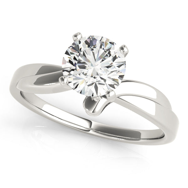 Polished Solitaire Engagement Ring Setting in Classic Style with SI1-SI2 Diamond Quality