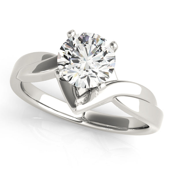 Polished Solitaire Engagement Ring Setting in Classic Style with SI1-SI2 Diamond Quality