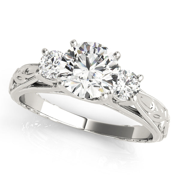 Three-Stone Round Diamond Engagement Ring Semi-Mount with 0.30 Carat Total Weight, SI1-SI2 G-H Qu...