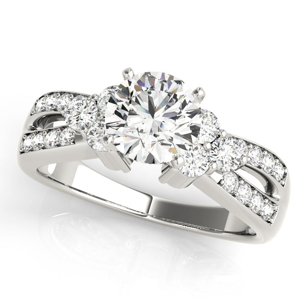 Elegant Multi-Row Diamond Engagement Ring Semi-Mount with 0.52 Carat Total Weight