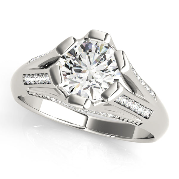 Elegant Multi-Row Diamond Engagement Ring Semi-Mount with 1.58 Carat Total Weight