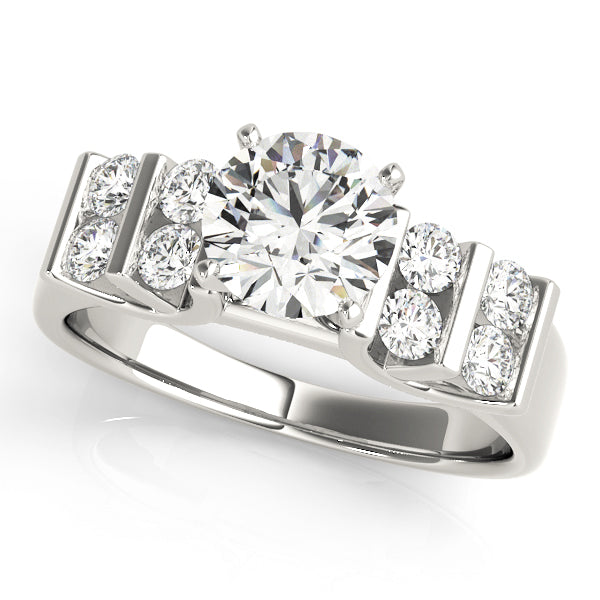 Elegant Multi-Row Diamond Engagement Ring Semi-Mount with 1/2 Carat Total Weight