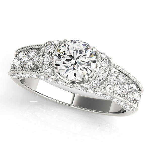 Elegant Pave Diamond Engagement Ring Semi-Mount with 1.41 Carat Total Weight
