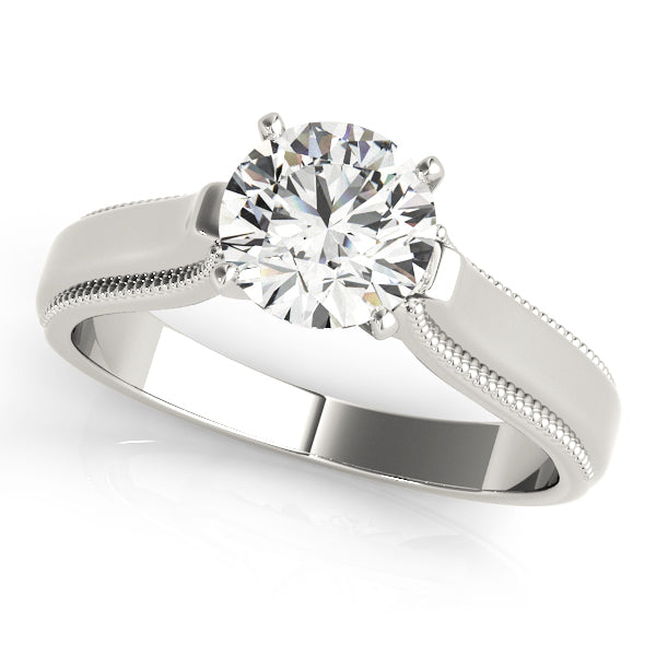 Polished Solitaire Engagement Ring Setting in Classic Style with SI1-SI2 G-H Diamond Quality