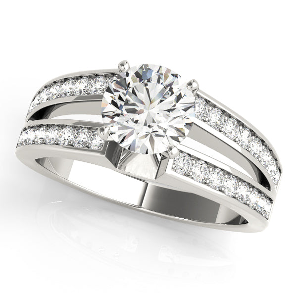 Elegant Multi-Row Diamond Engagement Ring Semi-Mount, 1/2 Carat Total Weight, SI1-SI2 G-H Quality