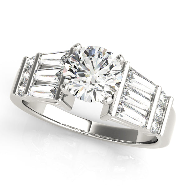 Elegant Baguette Diamond Engagement Ring Semi-Mount with 1 Carat Total Weight