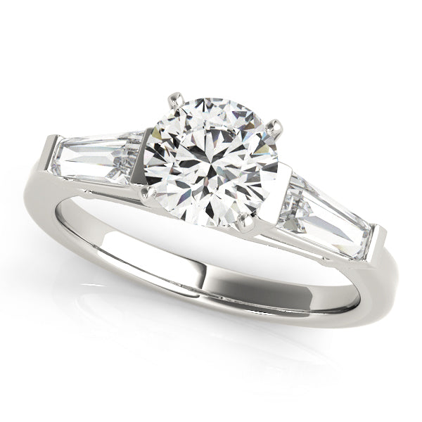 Elegant Three-Stone Baguette Diamond Engagement Ring Semi-Mount, 0.56 Carat Total Weight