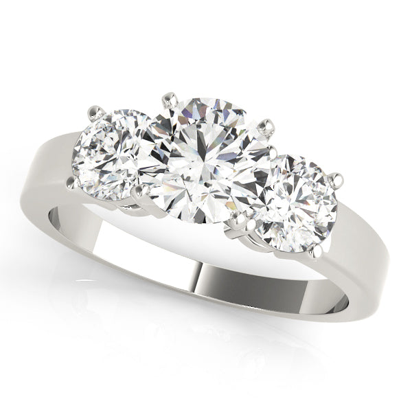 Three-Stone Round Diamond Engagement Ring Semi-Mount, 1 Carat Total Weight, SI1-SI2 G-H Quality