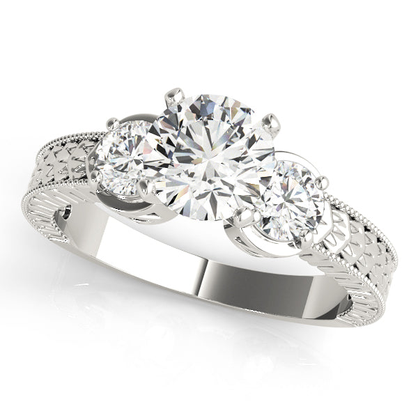 Three-Stone Round Diamond Engagement Ring Semi-Mount, 1/2 Carat Total Weight, SI1-SI2 G-H Quality