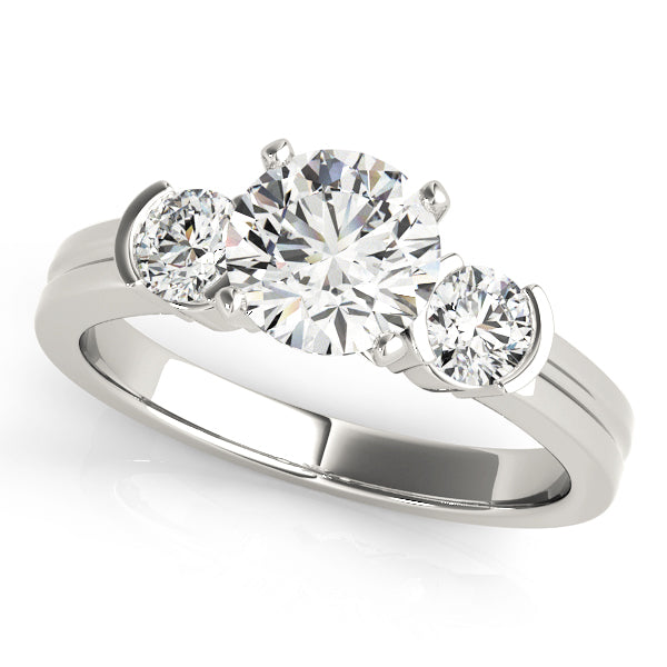 Three-Stone Round Diamond Engagement Ring Semi-Mount with 0.40 Carat Total Weight, SI1-SI2 G-H Qu...