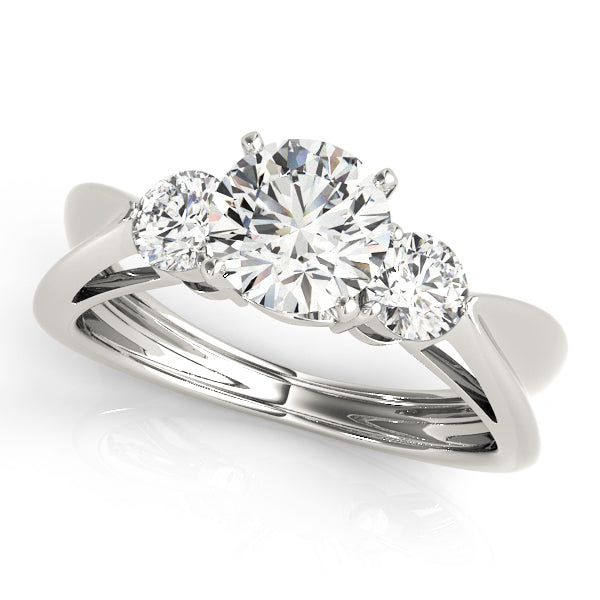 Three-Stone Round Diamond Engagement Ring Semi-Mount, 1/2 Carat Total Weight, SI1-SI2 G-H Quality