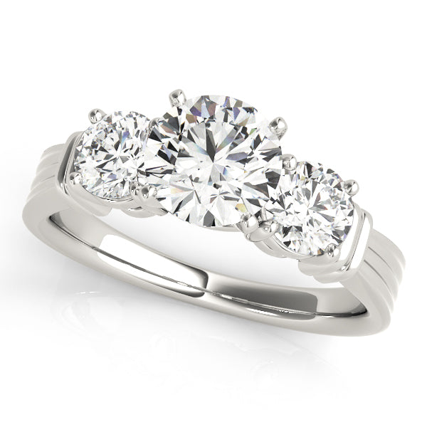 Three-Stone Round Diamond Engagement Ring Semi-Mount, 1/2 Carat Total Weight, SI1-SI2 G-H Quality
