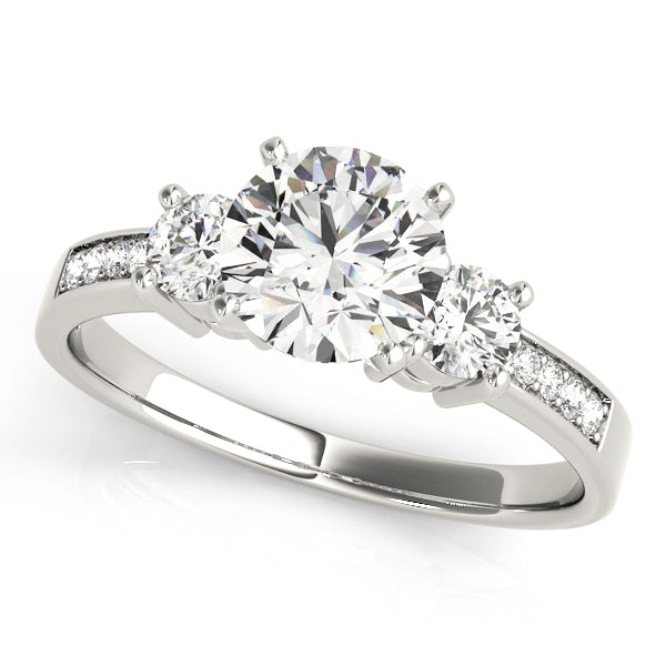 Three-Stone Round Diamond Engagement Ring Semi-Mount with 0.40 Carat Total Weight, SI1-SI2 G-H Qu...