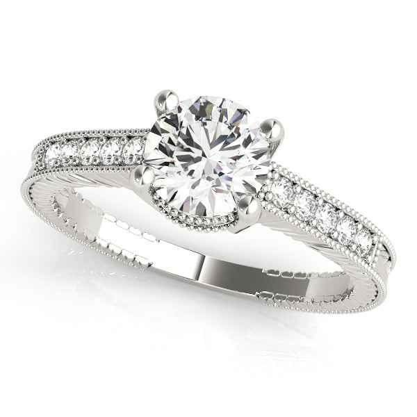 Antique-Inspired Diamond Engagement Ring Semi-Mount with 1 1/6 Carat Total Weight