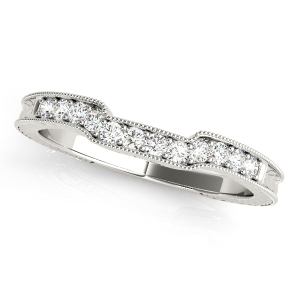 Curved Wedding Band with 0.18 Carat Total Diamond Weight in SI1-SI2 G-H Quality