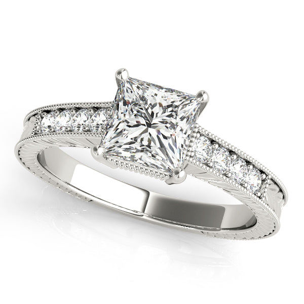 Antique-Style Engagement Ring Semi-Mount with 1.5 Carat Total Diamond Weight