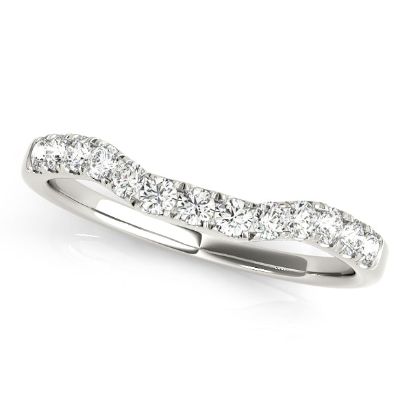 Curved Wedding Band with 0.39 Carat Total Diamond Weight in SI1-SI2 G-H Quality