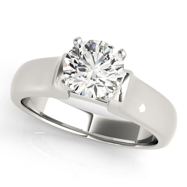 Classic Solitaire Engagement Ring with Polished Finish and Diamond-Quality Band
