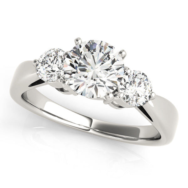 Three-Stone Round Diamond Engagement Ring Semi-Mount with 0.50 Carat Total Weight, SI1-SI2 G-H Qu...