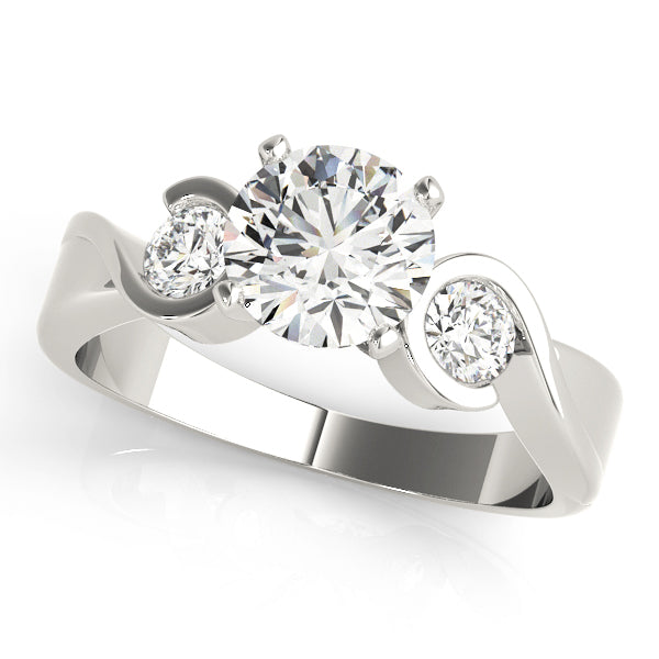 Three-Stone Round Diamond Engagement Ring Semi-Mount with 0.24 Carat Total Weight