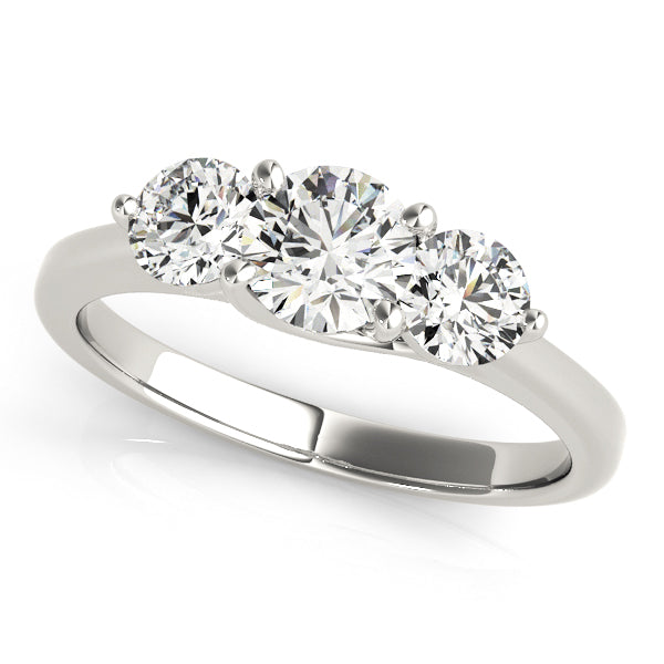 Three-Stone Round Diamond Engagement Ring Semi-Mount with 0.31 Carat Total Weight