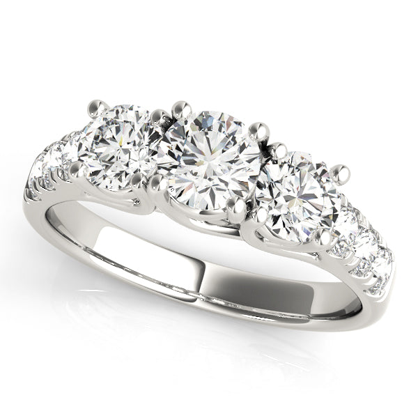 Elegant Three-Stone Diamond Ring with 1 Carat Total Weight in SI1-SI2 G-H Quality