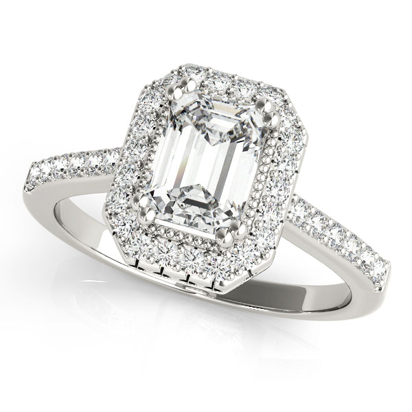 Emerald Accent Diamond Ring with 3/8 Carat Total Weight in G-H Color, SI1-SI2 Clarity