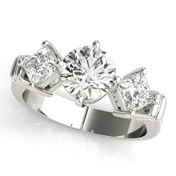 Elegant Three-Stone Round Diamond Engagement Ring Semi-Mount, 1.82 Carat Total Weight, G-H SI1-SI2
