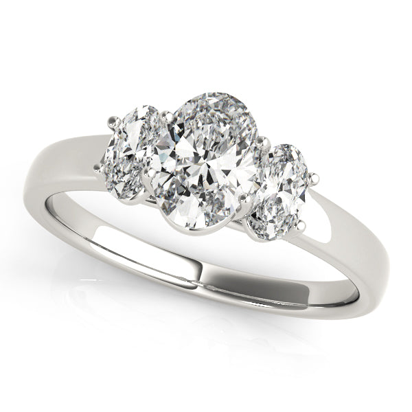 Elegant Three-Stone Oval Diamond Engagement Ring Semi-Mount, 1.5 Carat Total Weight, G-H SI1-SI2