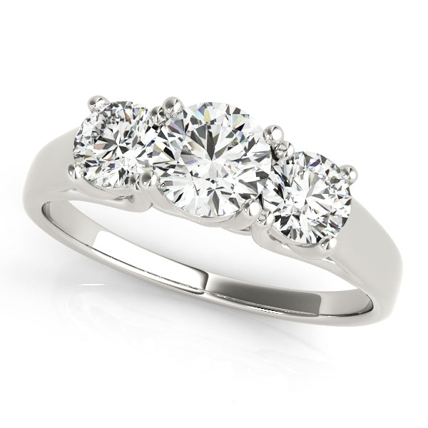 Three-Stone Round Diamond Engagement Ring Semi-Mount, 0.74 Carat Total Weight, SI1-SI2 G-H Quality