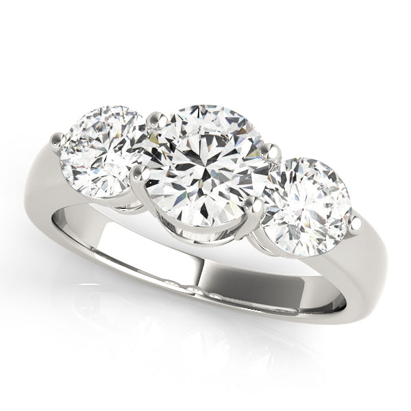 Three-Stone Round Diamond Engagement Ring Semi-Mount, 3 Carat Total Weight, G-H SI1-SI2 Diamonds