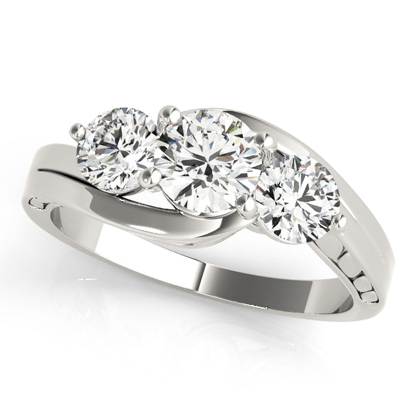 Three-Stone Round Diamond Engagement Ring Semi-Mount with 0.75 Carat Total Weight