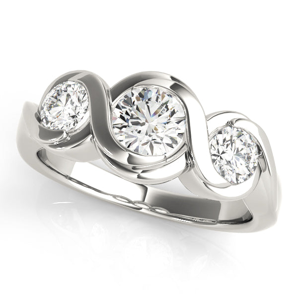 Three-Stone Round Diamond Engagement Ring Semi-Mount, 0.75 Carat Total Weight, G-H SI1-SI2