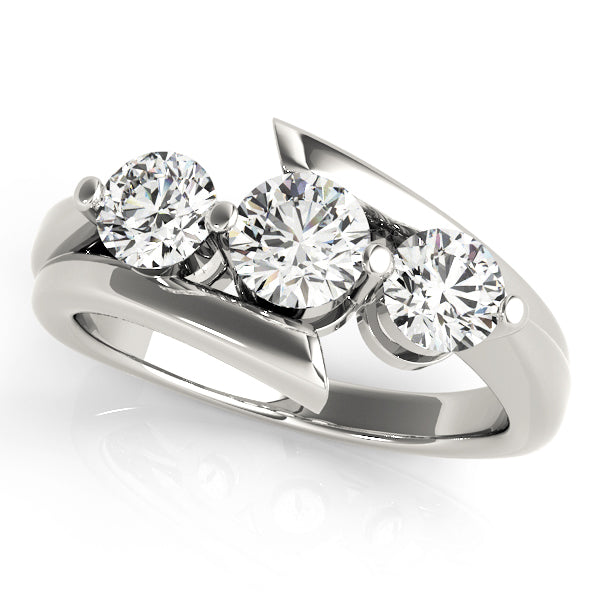 Three-Stone Round Diamond Engagement Ring Semi-Mount with 0.74 Carat Total Weight, SI1-SI2 G-H Qu...
