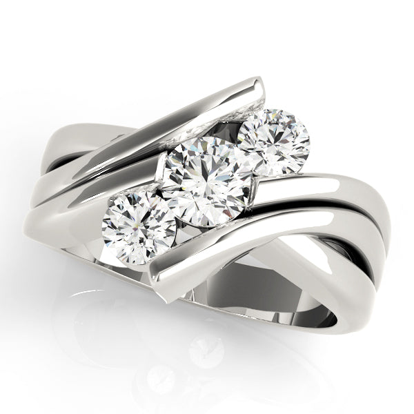 Three-Stone Round Diamond Engagement Ring Semi-Mount with 1/2 Carat Total Weight