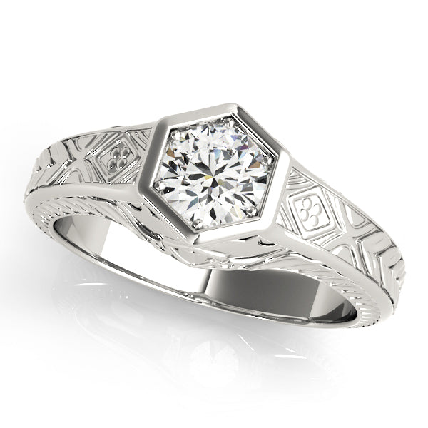 Antique-Inspired Diamond Engagement Ring Semi-Mount with 0.66 Carat Total Weight