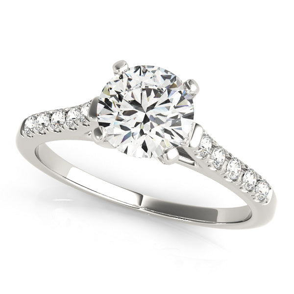 Elegant Single Row Prong Set Diamond Engagement Ring Semi-Mount with 0.15 Carat Total Weight