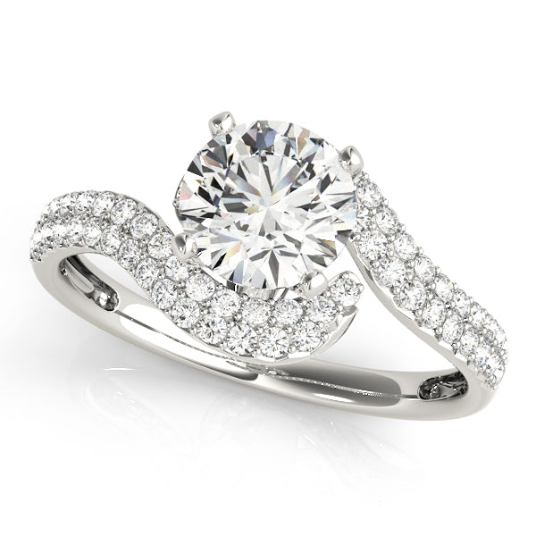 Elegant Bypass Engagement Ring Semi-Mount with 0.31 Carat Total Diamond Weight, SI1-SI2 G-H Quality