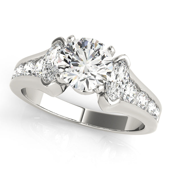 Marquise Diamond Engagement Ring Semi-Mount with 0.94 Carat Total Weight in G-H SI1-SI2 Diamonds