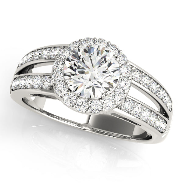 Elegant Halo Engagement Ring Semi-Mount with 1.5 Carat Total Diamond Weight, G-H SI1-SI2