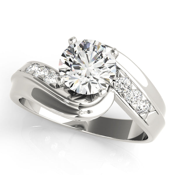 Elegant Bypass Engagement Ring Semi-Mount with 0.09 Carat Diamond Accents