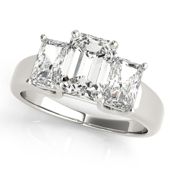 Three-Stone Oval Diamond Engagement Ring Semi-Mount with 1.20 Carat Total Weight