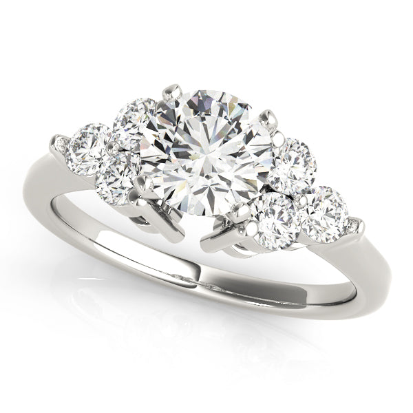 Elegant Diamond Cluster Engagement Ring Semi-Mount with 0.54 Carat Total Weight