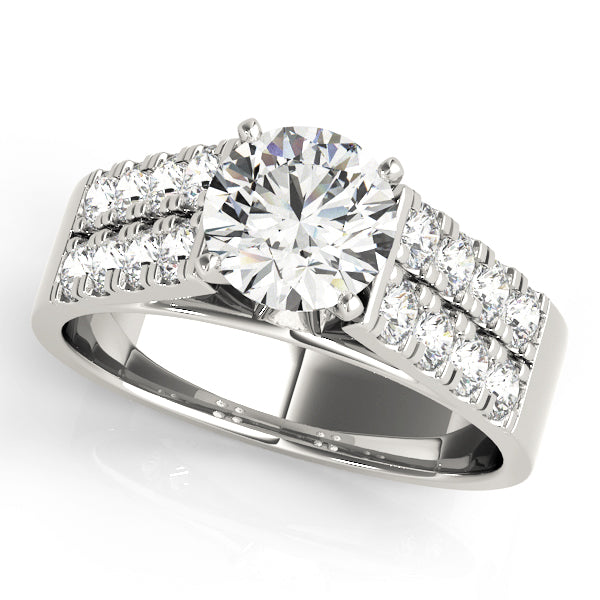 Elegant Multi-Row Diamond Engagement Ring Semi-Mount with 0.48 Carat Total Weight