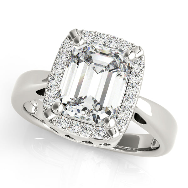 Emerald Accent Diamond Ring with 0.22 Carat Total Weight in SI1-SI2 G-H Quality