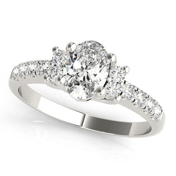 Oval Diamond Semi-Mount Ring with 0.21 Carat Total Weight in G-H Color, SI1-SI2 Clarity